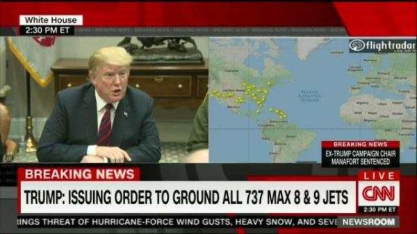 美国总统特朗普下令停飞所有波音737 MAX飞机
